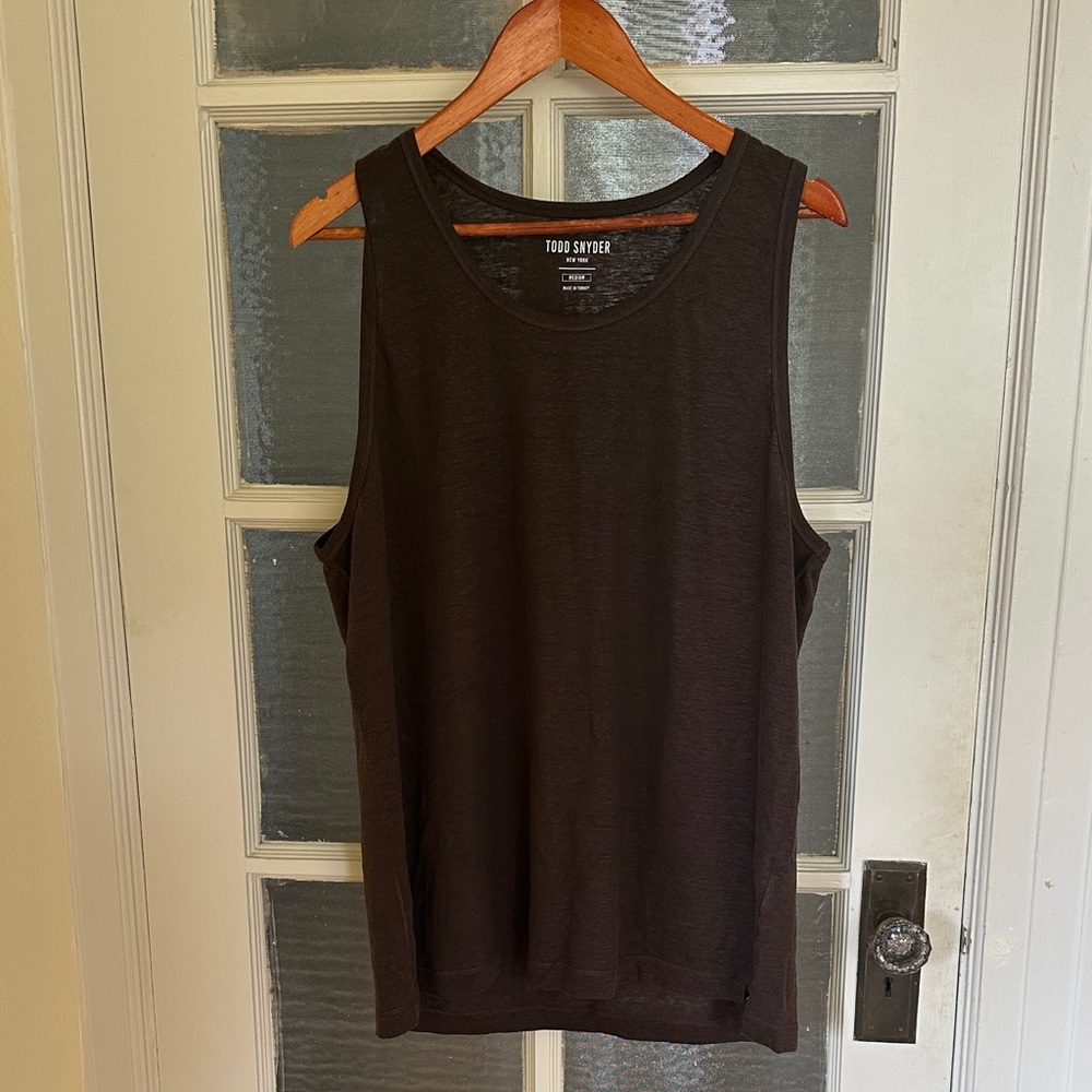 Todd Snyder Dark Brown 100% Linen Sleeveless Tank Top
